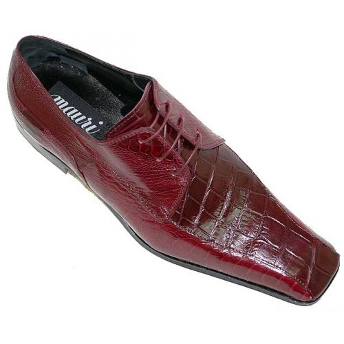 Mauri 2973 Burgundy Genuine Alligator / Ostrich Shoes