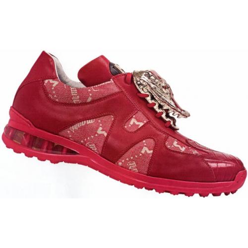 Mauri "Aut-Aut" 8763 Red Genuine Baby Crocodile / Nappa Leather / Mauri Fabric Shoes