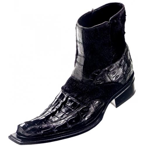 Mauri "Royal" 42746 Black Genuine Hornback Baby Crocodile / Pony Hair Boots