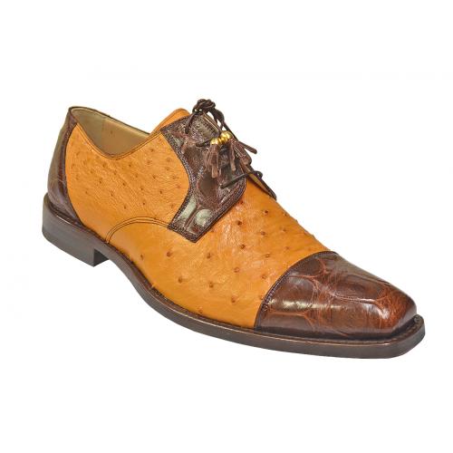 Mauri Sport Rust / Buttercup Genuine Alligator / Ostrich Shoes M594