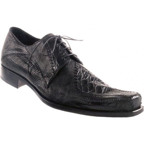Mauri "ACTIVE" 42862 Black Crocodile Flanks / Tejus Lizard Shoes