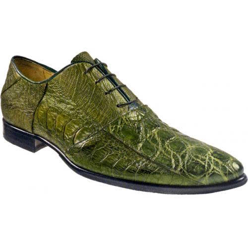 Mauri "Awesome" 3059 Money Green Crocodile Flanks / Ostrich Leg Shoes