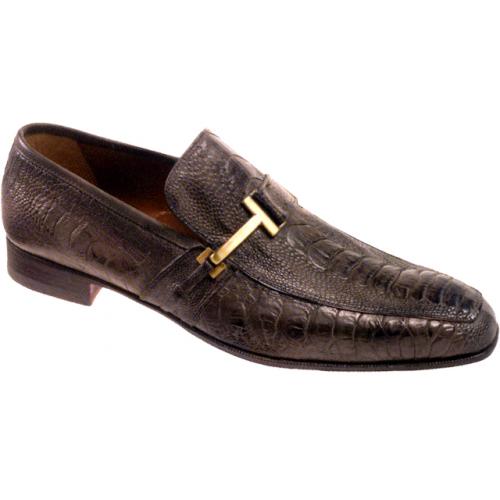 Mauri "Colossal" 2478/2 Dark Brown Ostrich Leg Loafer Shoes.