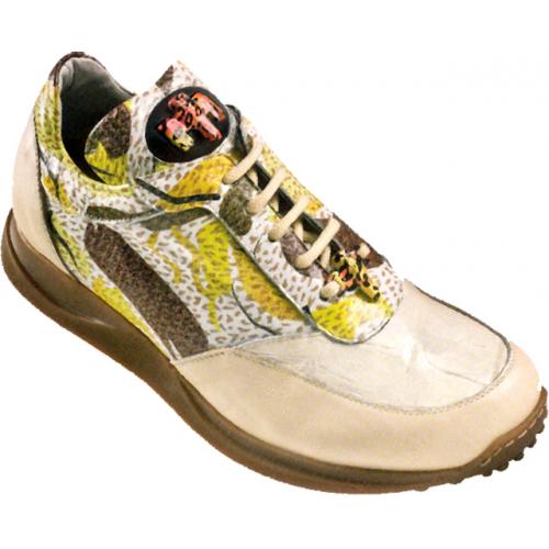 Mauri "Light Lush II" 8787 Cream / Graffiti Yellow Nappa Leather / Baby Crocodile Sneakers