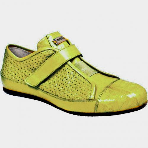 Mauri Ladies "Sunny Side" 8794 Neon Yellow Genuine Baby Crocodile / Perforated Nappa Leather Sneakers
