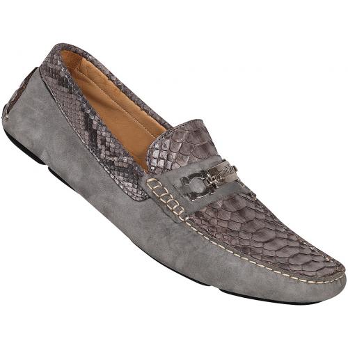 Mauri  "9176" Light Grey Genuine Python / Suede Shoes