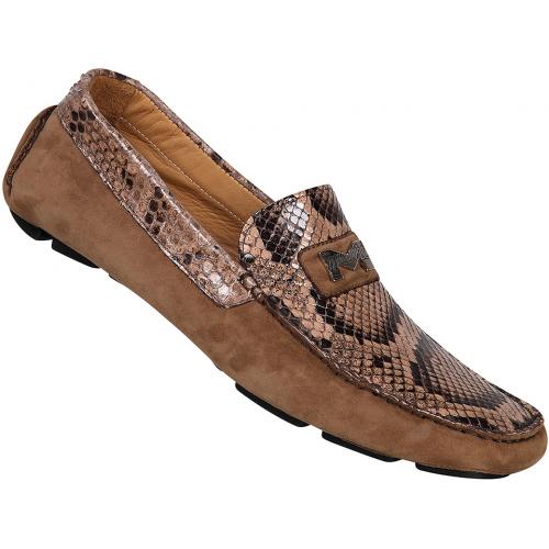 Mauri  "9155" Brown / Beige Genuine Python / Suede Shoes