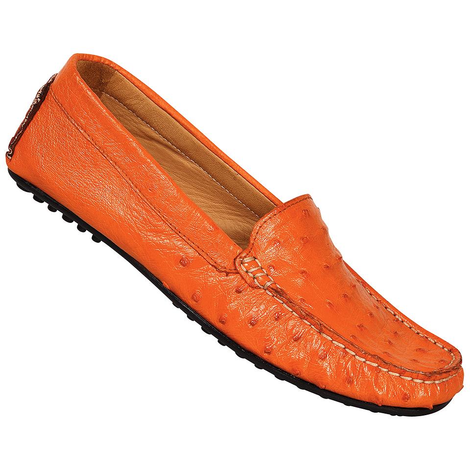 Mauri Ladies 3102 Tangerine Genuine Ostrich Loafer Shoes