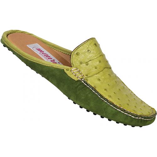 Mauri Ladies "9165" Mint Green / Money Green Genuine Ostrich Slip On Shoes