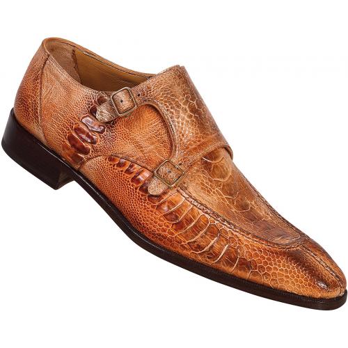 Mauri  "2166" Chestnut Genuine All Over Ostrich Leg Shoes