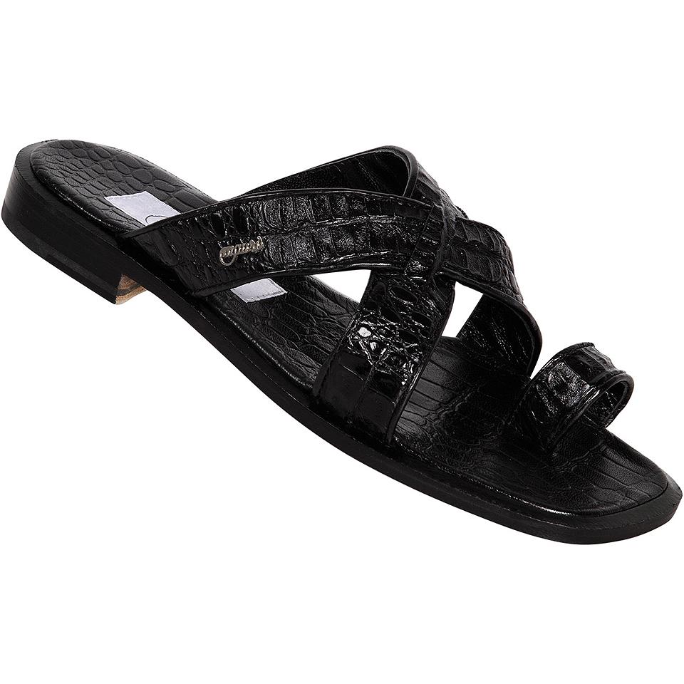  Mauri  1293 1 Black Genuine Hornback Crocodile Sandals  
