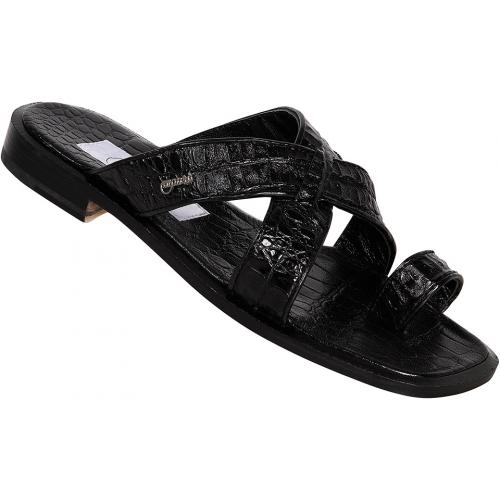 Mauri "1293/1" Black Genuine Hornback Crocodile Sandals