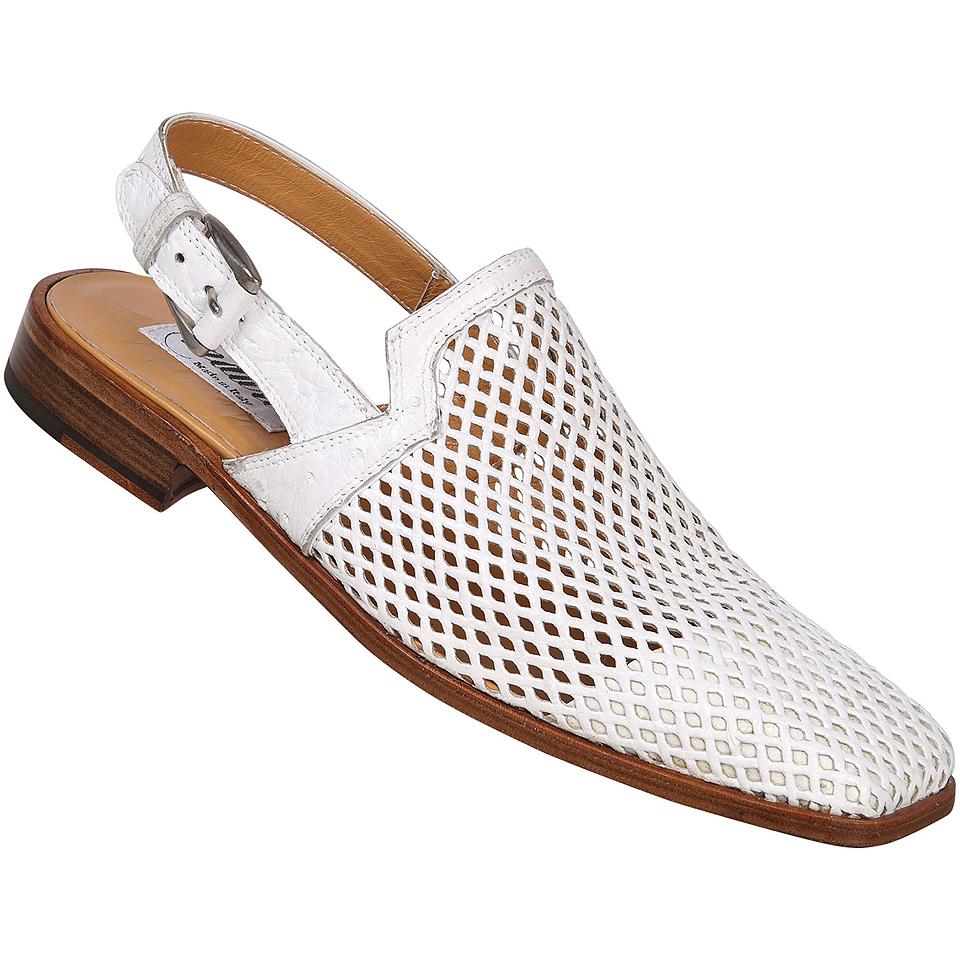 Mauri 2109 White Genuine Ostrich Leg Half Shoes - $699.90 :: Upscale ...