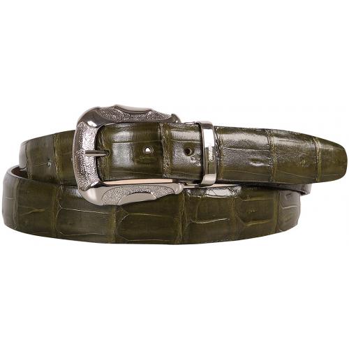 Mauri "0100/35" Money Green Genuine Baby Crocodile Belt