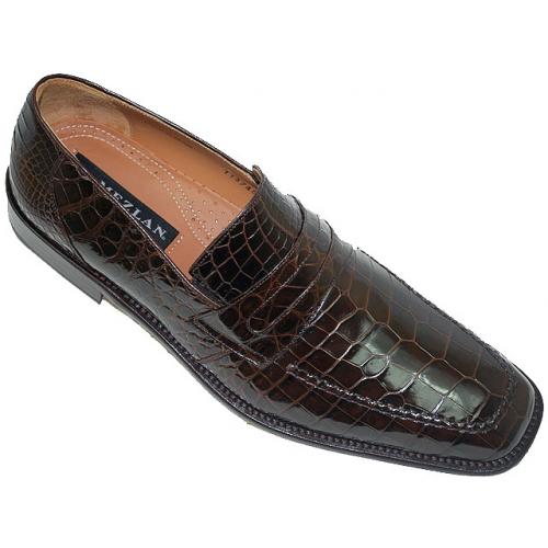 Mezlan "Hilton" 1754J Dark Brown Genuine All-Over Alligator Shoes