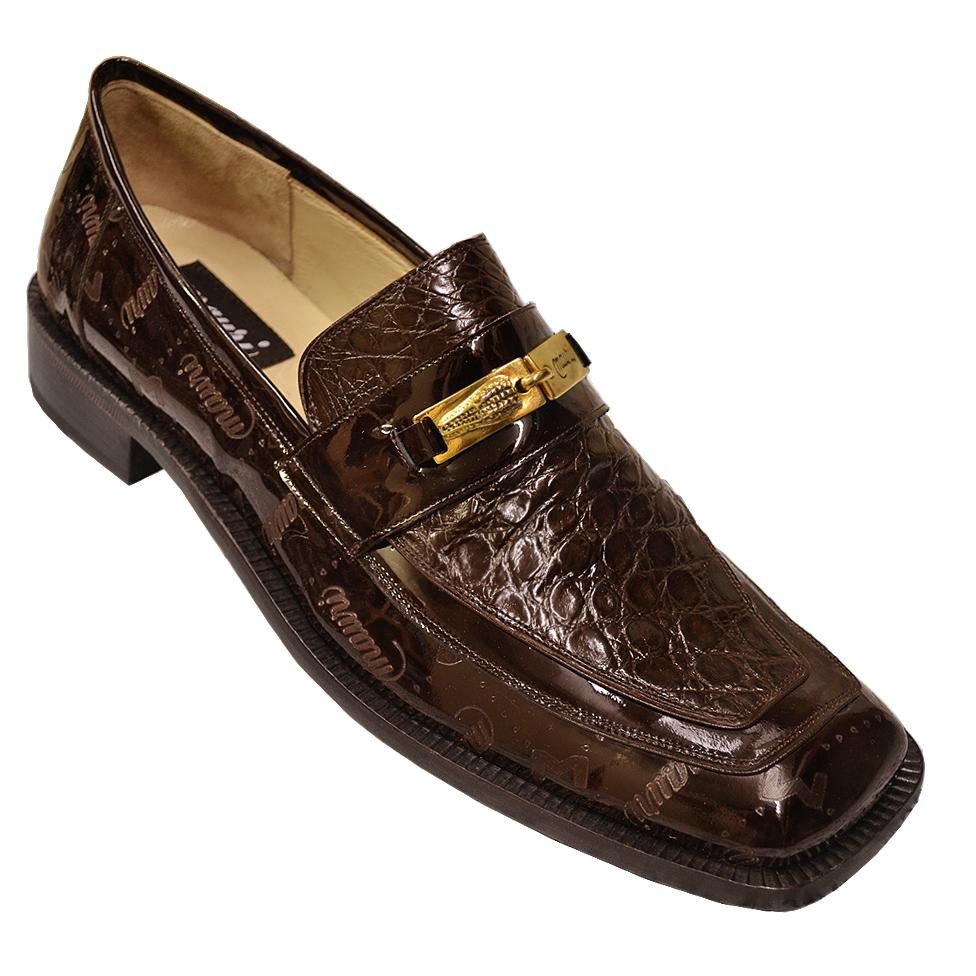 Mauri 7325 Brown Genuine Crocodile / Patent Leather Loafer Shoes with ...