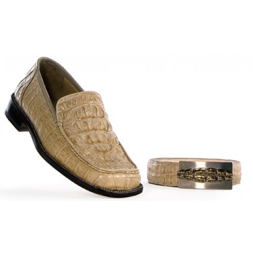 Mauri "4188" Cream All Over Genuine Hornback Crocodile Shoes