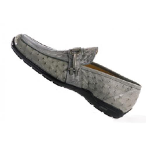 Mauri "9130" Grey All Over Genuine Alligator / Ostrich Loafer Shoes