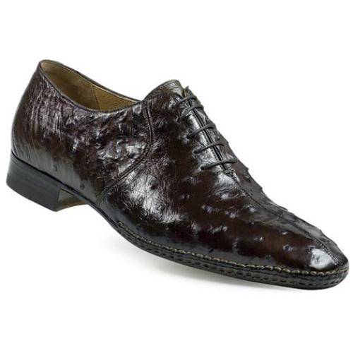 Mauri "1105" Black All-Over Genuine Ostrich Shoes