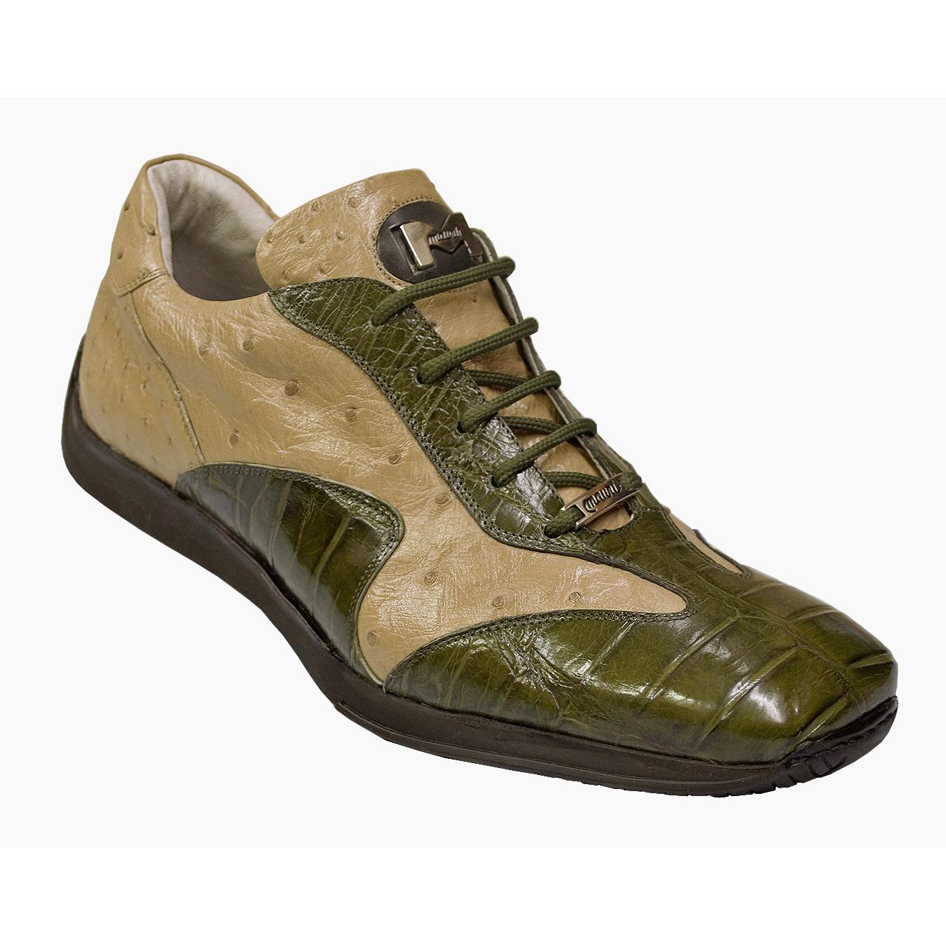 Mauri Green and Taupe Alligator and Ostrich Sneakers 8983