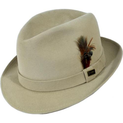 Dobbs Ivory "Broadstreet" Genuine Fur Felt Fedora Dress Hat With Feather