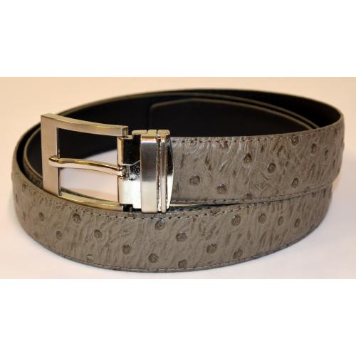 Serpi Smoke Grey Ostrich Print Genuine Leather Belt F1/30