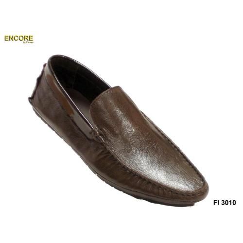 Encore By Fiesso Brown Genuine Leather Loafer Shoes With Bracelet FI3010