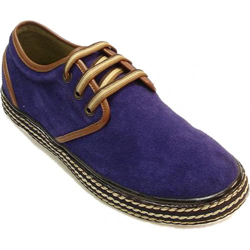 Encore By Fiesso Purple Genuine Suede Leather Sneakers FI4011