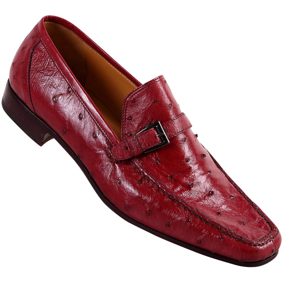 Mauri Campari 3803 / 2 Red Genuine Ostrich / Kidskin Loafer Shoes ...