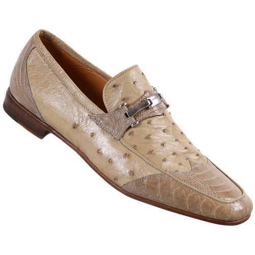 Mauri "Paloma" 2020 Oyster Genuine Ostrich Leg / Ostrich Loafer Shoes.