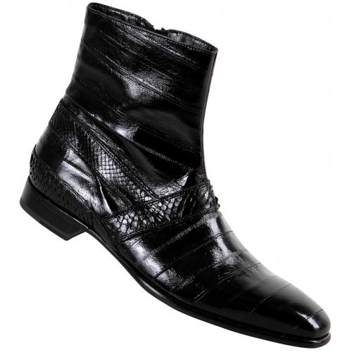 Mauri  "4313" Black Genuine Eel / Python Boots