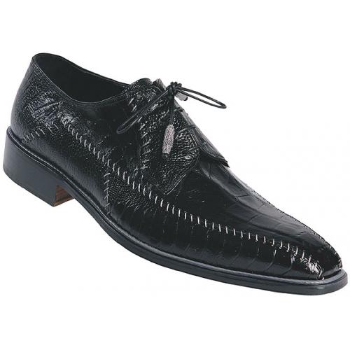 Mauri  "Score" 4381 Black Genuine Alligator / Ostrich Leg Shoes