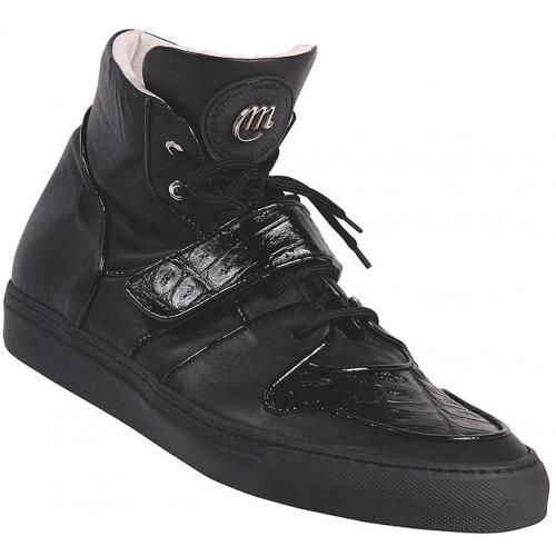 Mauri "Airplay" 8877 Black Genuine Crocodile / Suede Sneakers
