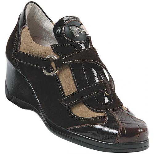 Mauri Ladies "Suprema" 8651 Sport Rust / Camel Genuine Baby Crocodile / Patent Leather / Suede Shoes