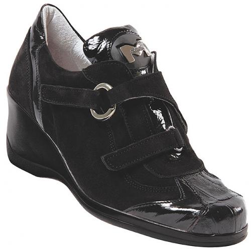 Mauri Ladies "Suprema" 8651 Black Genuine Baby Crocodile / Patent Leather / Suede Shoes