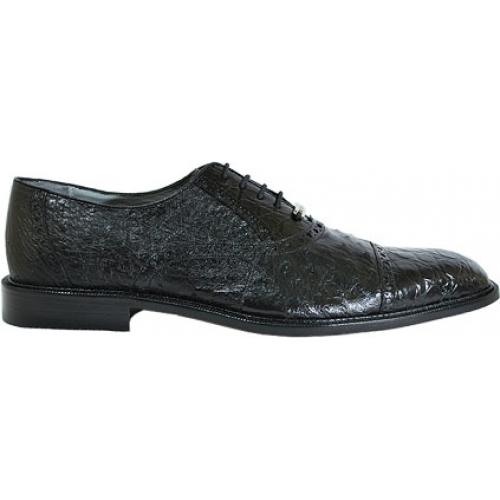 Belvedere Onesto II Ostrich / Crocodile Shoes Black