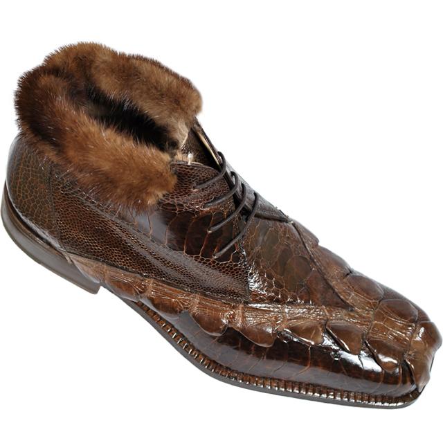 Mauri Ostrich and Crocodile Boots With Mink Fur Lining | Upscale Menswear