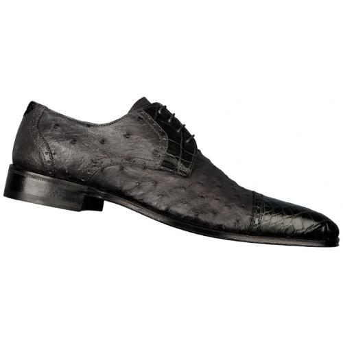 Fennix Italy 3241 Black Genuine Crocodile / Ostrich Shoes