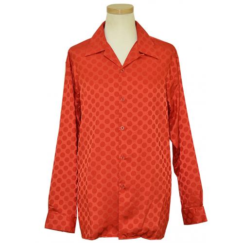 Pronti Red Polka Dot Design Long Sleeve Microfiber Casual Shirt S6011