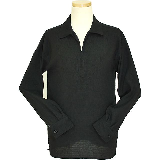 Pronti Black Embroidered Rayon Blend Long Sleeve Casual Shirt S1639 -  $39.90 :: Upscale Menswear 