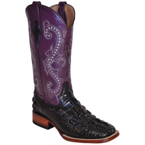 Ferrini Ladies 90493-04 Black / Purple  Caiman Hornback Crocodile Print Boots
