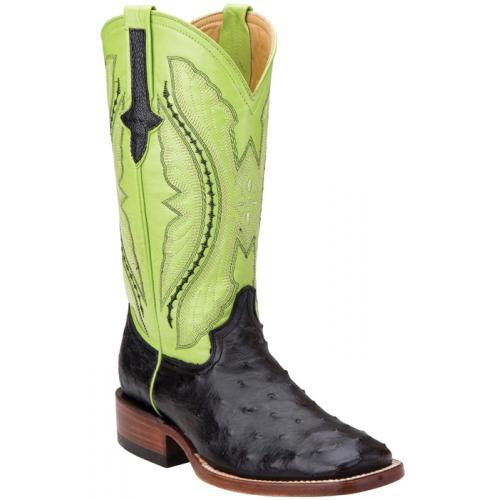 Ferrini Ladies 80193-04 Black / Lime Green Genuine Ostrich Boots