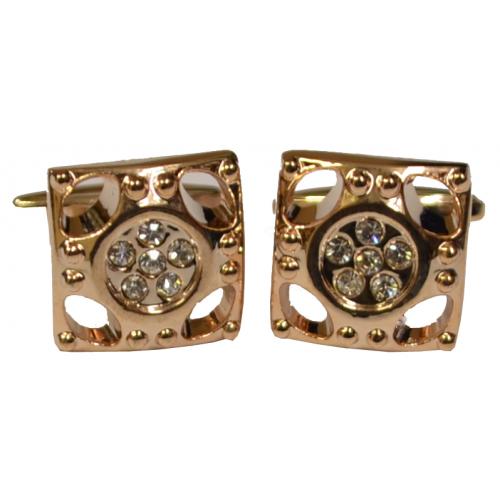 Fratello Rose Gold Plated Square Cufflink Set With Rhinestones CL044
