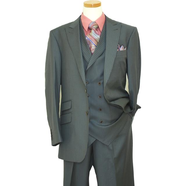 Extrema By Zanetti Grey With White Dual Pinstripes Super 140's Wool ...