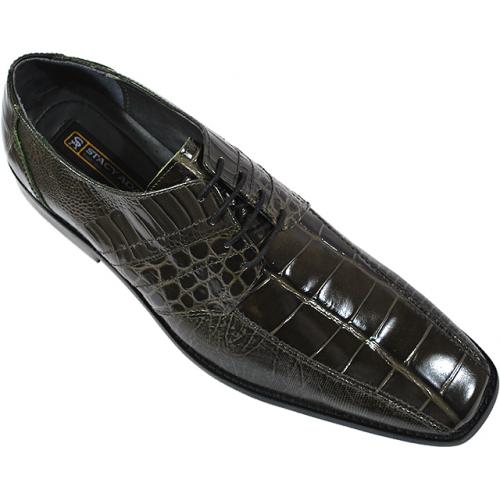 Stacy Adams Pietro Olive Alligator / Ostrich / Lizard Print Shoes 24675 ...