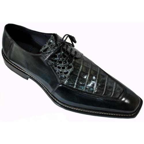 Mezlan Custom Barnston Grey Crocodile and Genuine Leather Shoes