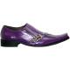 Fiesso Purple Leather Shoes With Metal Anchor Buckle And Metal Studs On The Strap FI8125.
