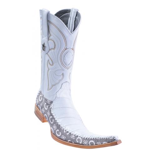 Los Altos White Genuine Eel W/Fashion Design 9X Pointed Toe Cowboy Boots 97T0828