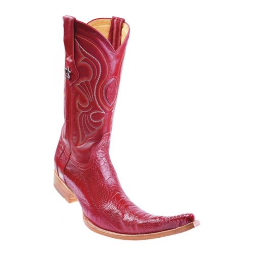 Los Altos Red Genuine Ostrich Leg 9X Pointed Toe Cowboy Boots 970512