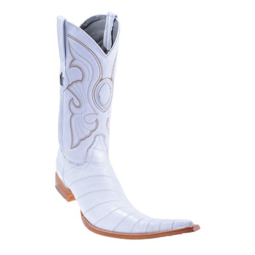 Los Altos White Genuine Eel 9X Pointed Toe Cowboy Boots 970828